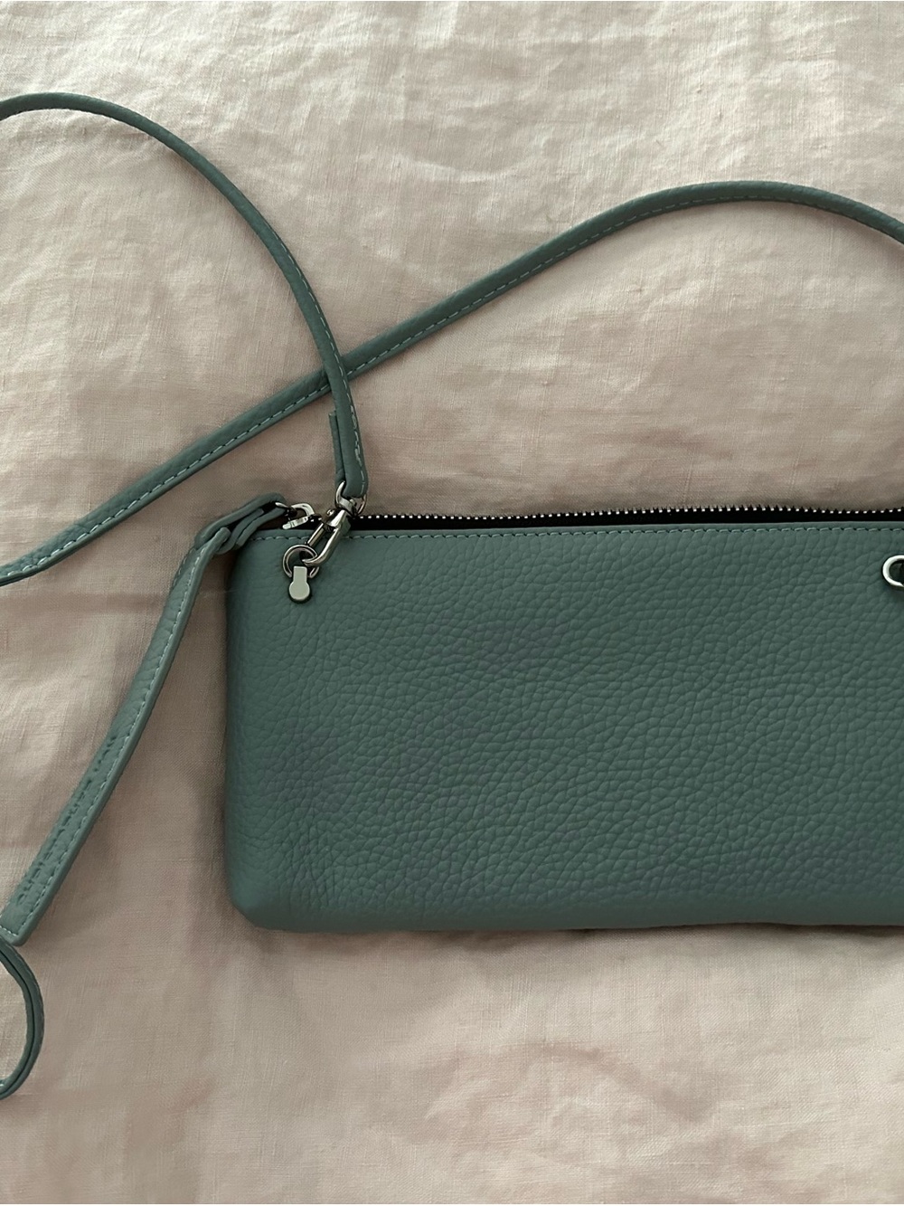 Christopher Kon leather crossbody wallet dusty grey blue